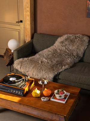 Taupe sheepskin rug