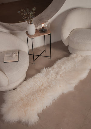 Double white sheepskin rug