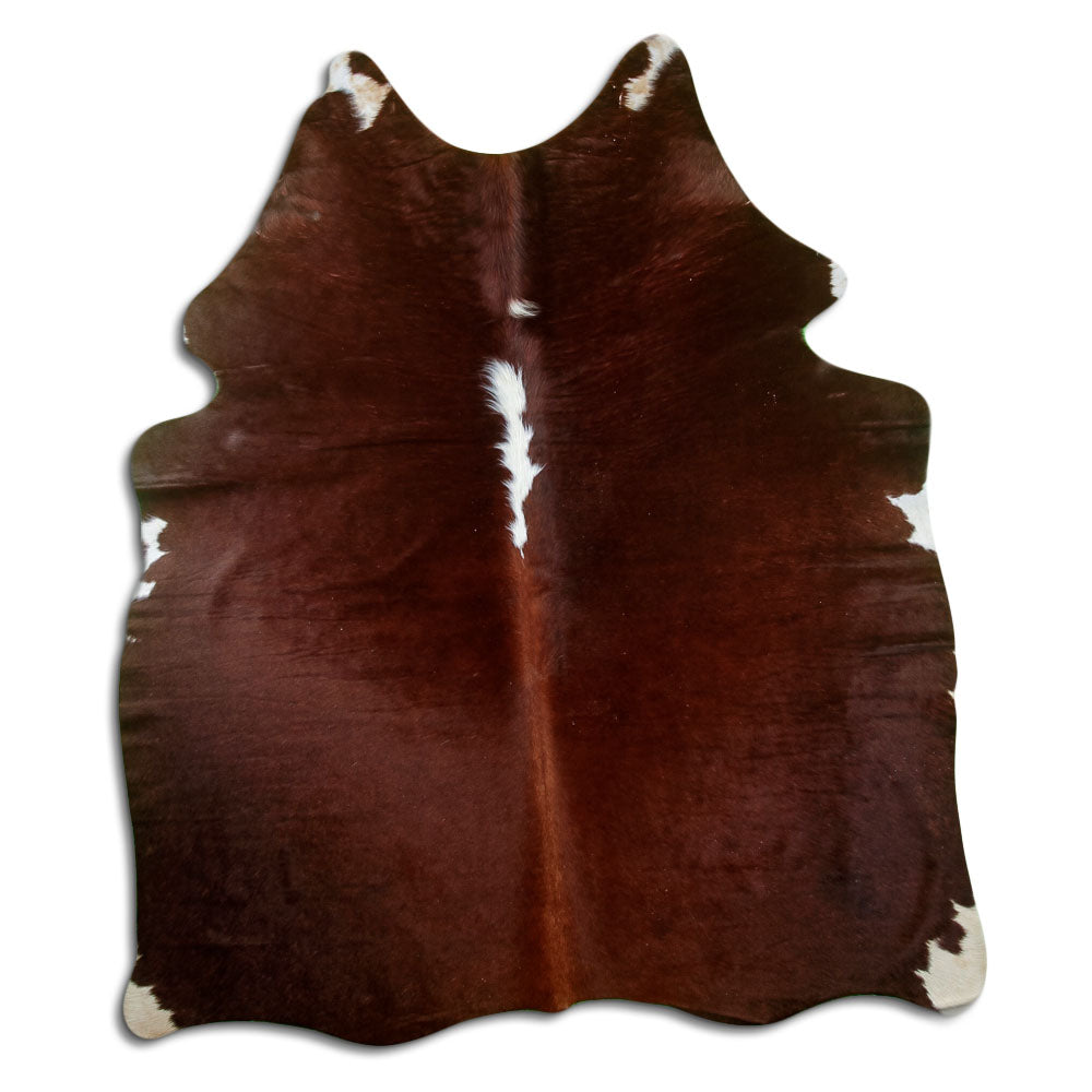 Brown and white cowhide rug M
