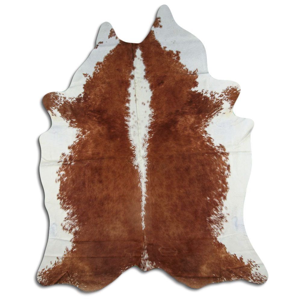 Brown and white cowhide rug XXXL