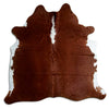 Brown and white cowhide rug L