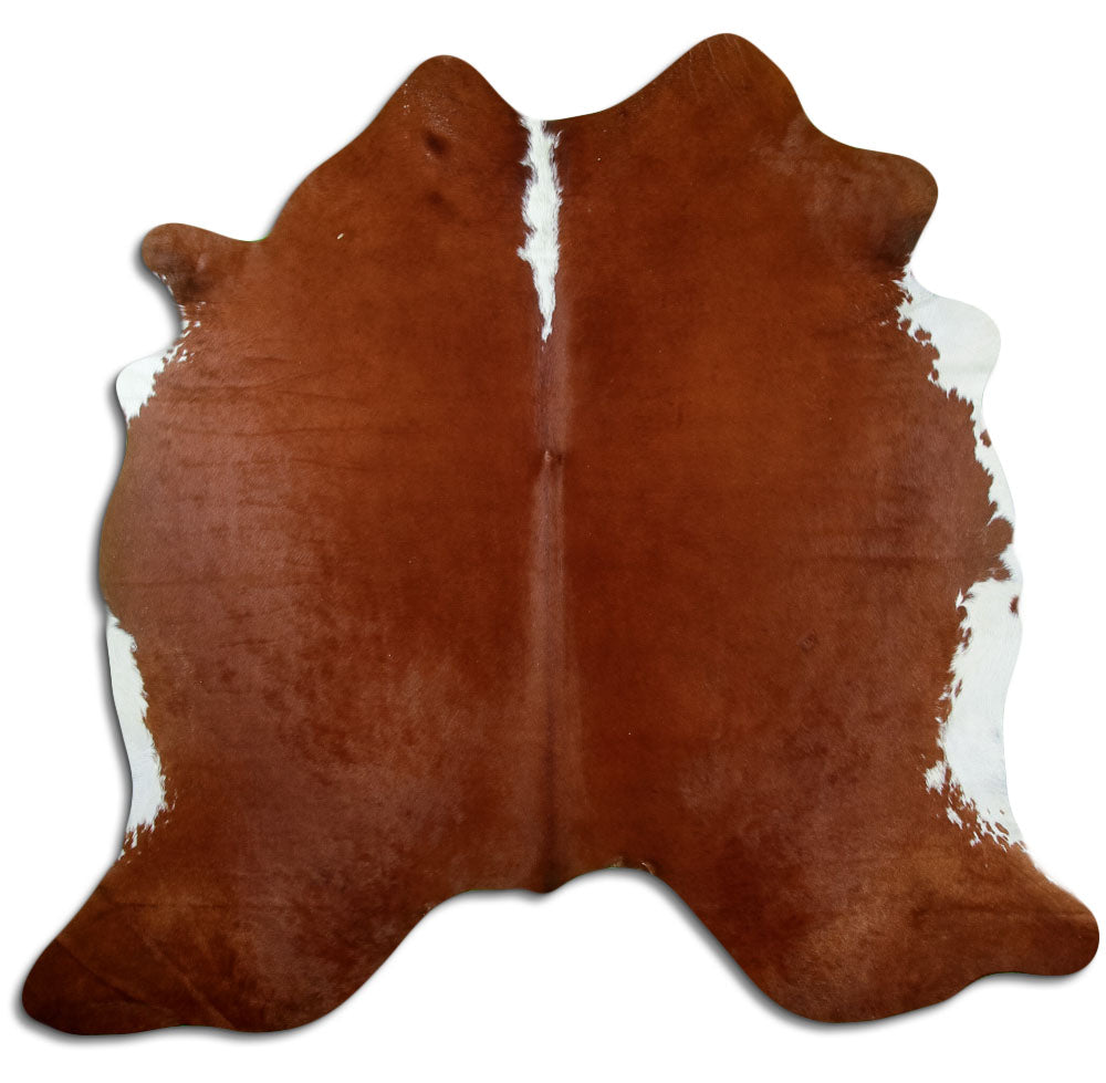Brown and white cowhide rug M