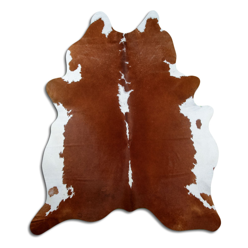 Brown and white cowhide rug XL