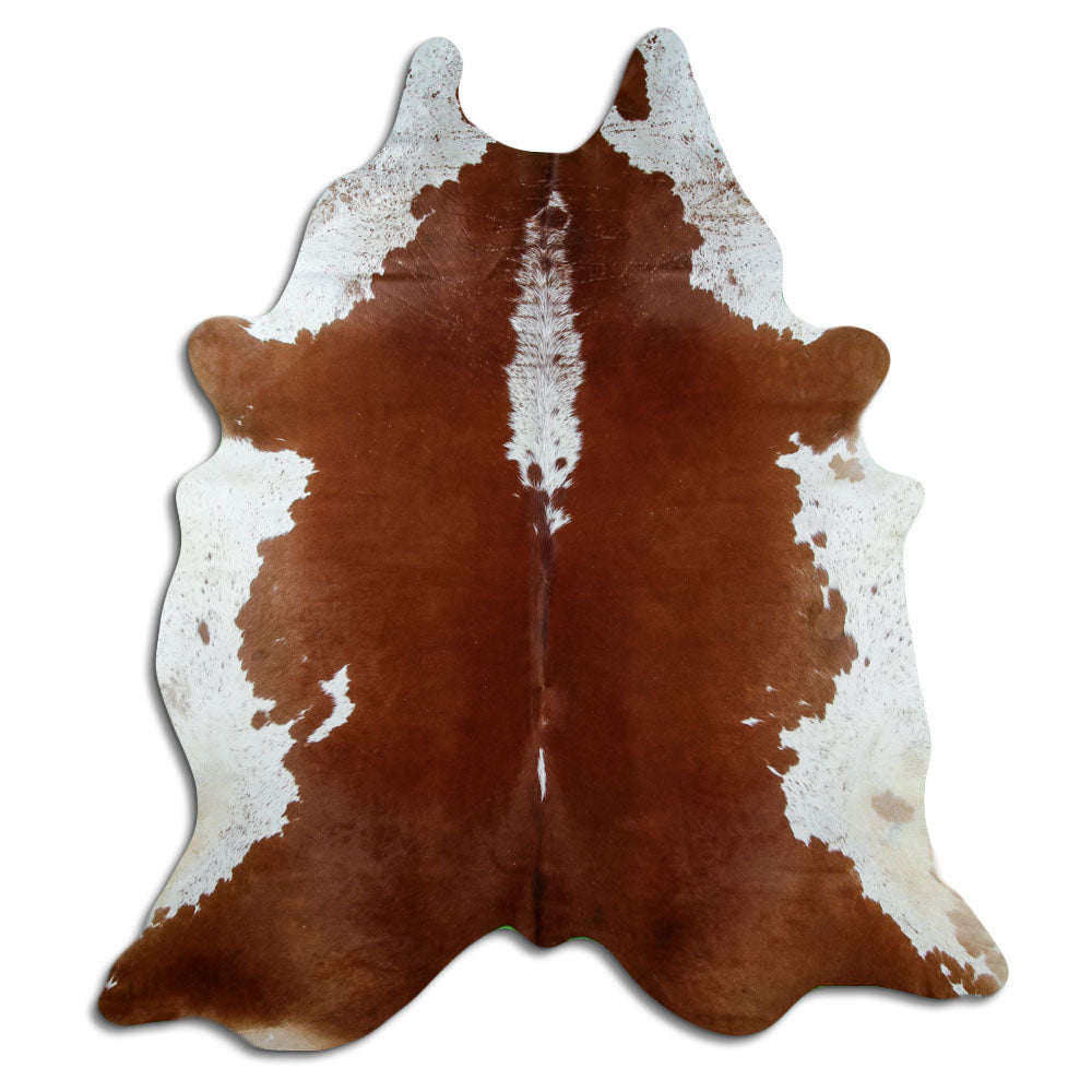 Brown and white cowhide rug XL