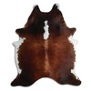 Brown and white cowhide rug XL