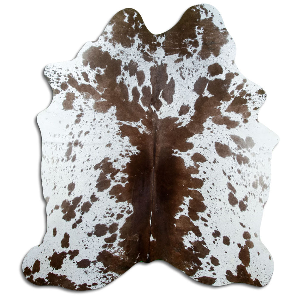 Brown and white cowhide rug M