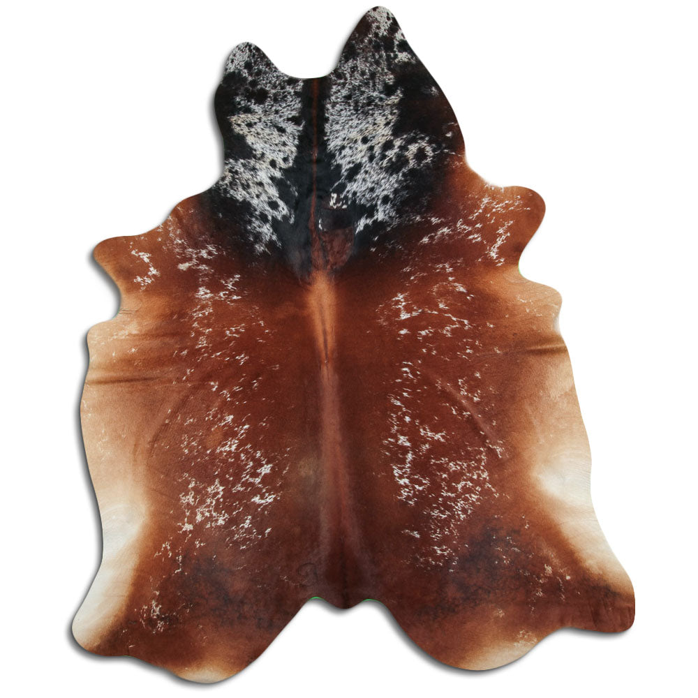 Brown and white cowhide rug XXXL