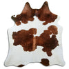 Brown and white cowhide rug L
