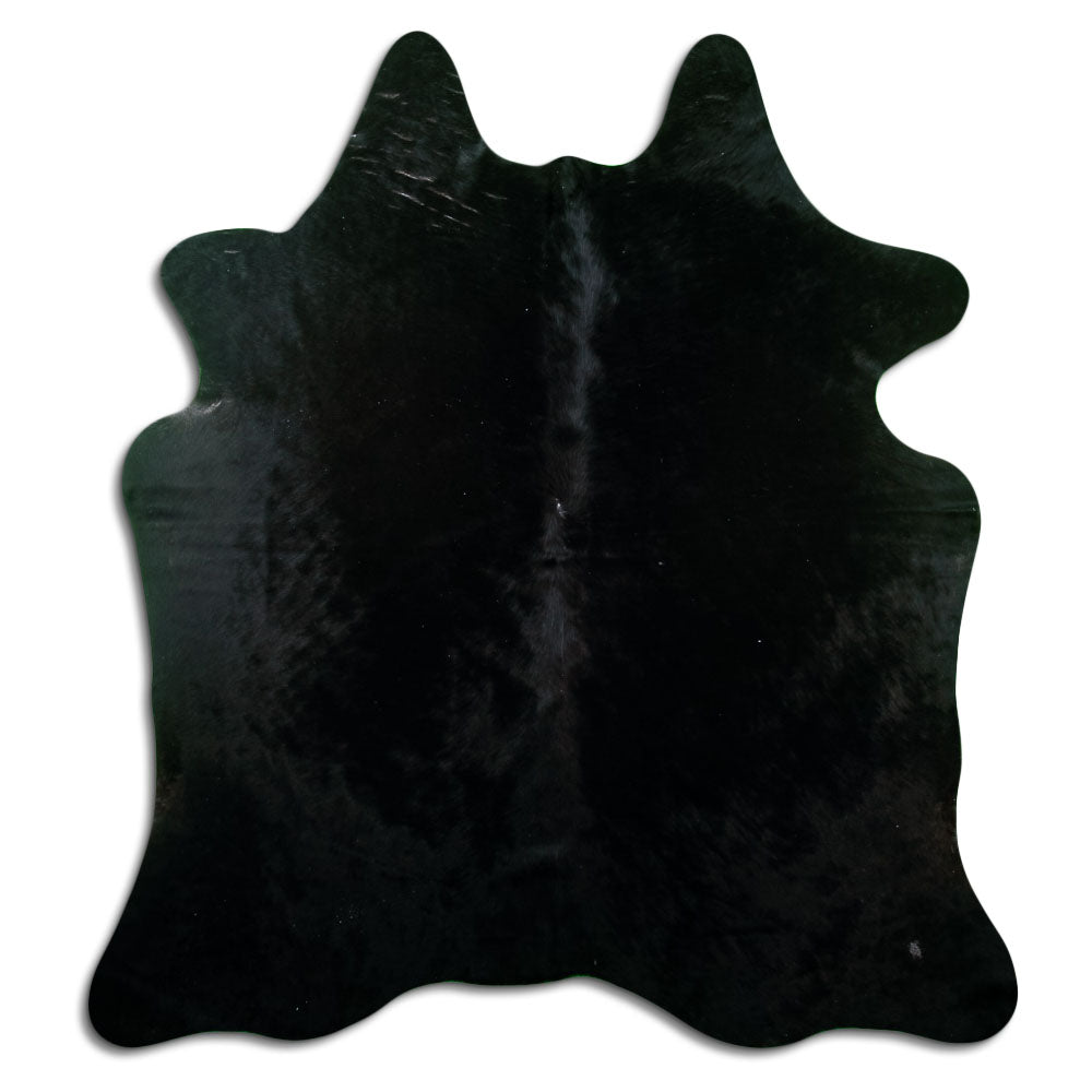 Black cowhide rug L