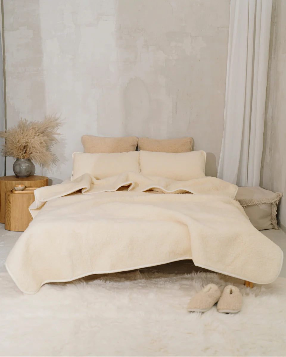 Merino wool blanket "Marzipan" | single layer