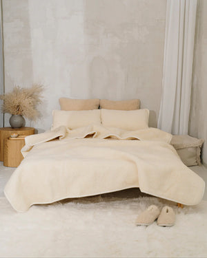 Merino wool blanket "Marzipan" | single layer