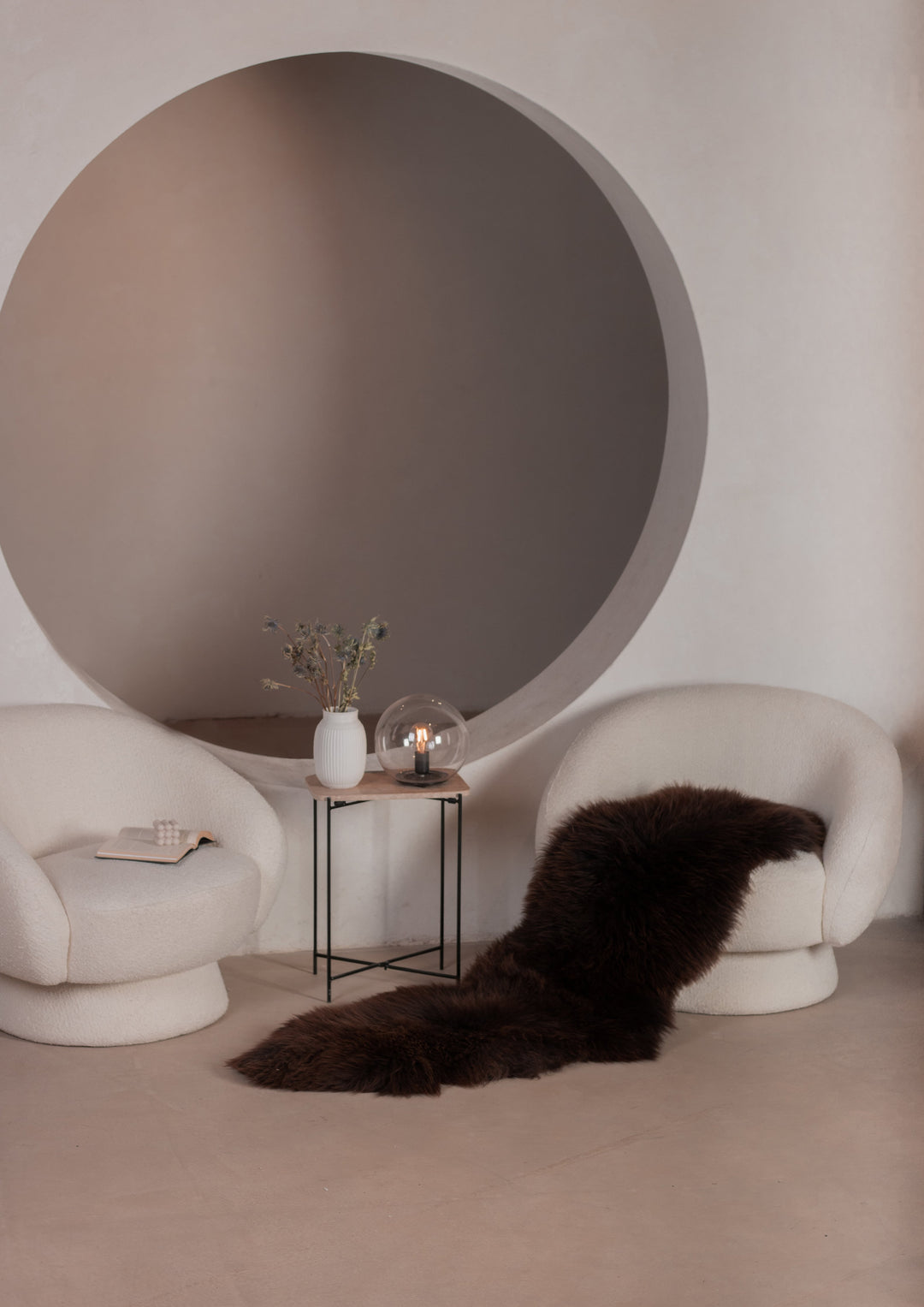 Double brown sheepskin rug