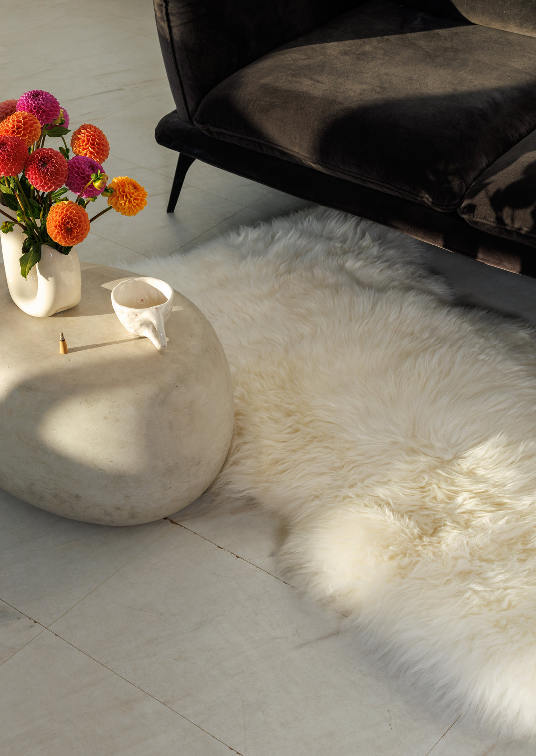 White sheepskin rug XXXXL