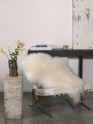 White icelandic sheepskin rug