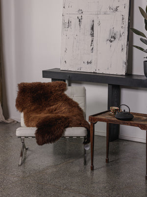 Brown sheepskin rug