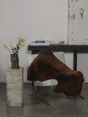 Brown sheepskin rug