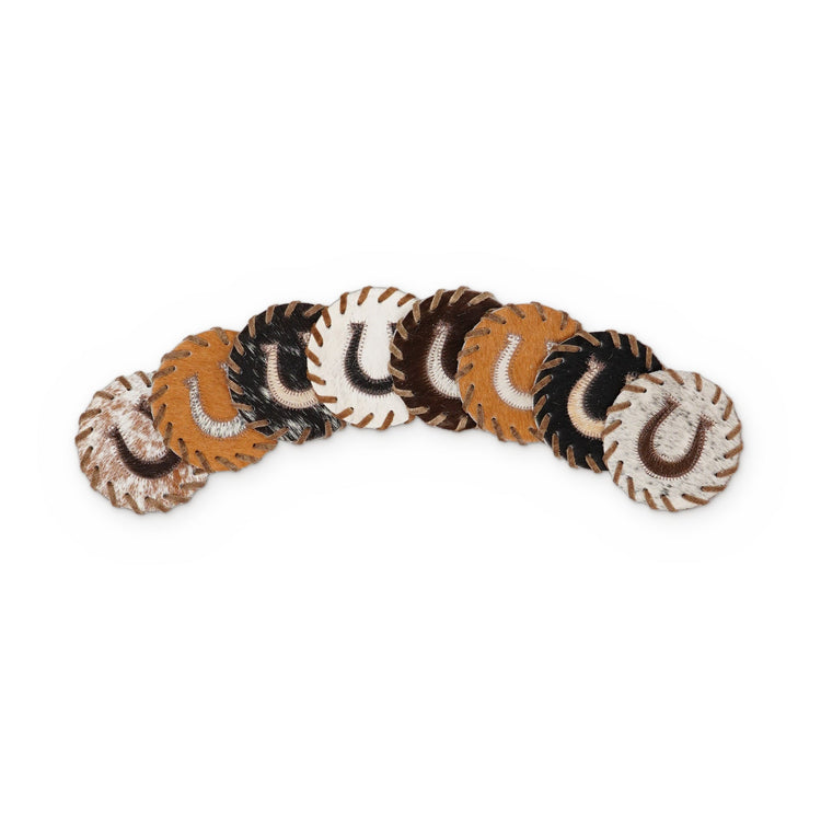 Cowhide Coaster Set – Horseshoe, 8 pieces