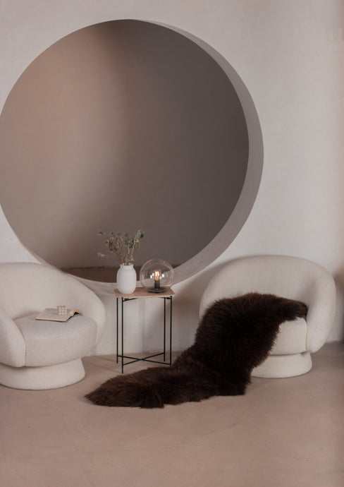 Susiūtas dvigubas rudas avikailis